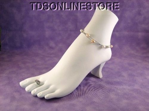 White Polystrene Toe Ring / Anklet Bracelet Display 8 1/2&#034;