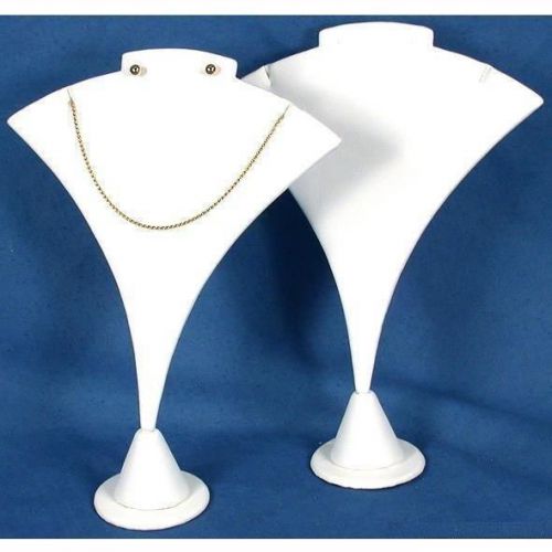 2 Necklace Earring White Faux Leather Combo Display