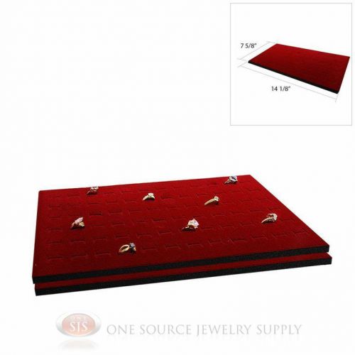 2 Burgundy Ring Display Pad Holds 72 Slot Rings Tray or Case Jewelry Insert