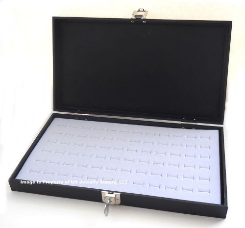 Key Lock Locking Solid Top Lid 72 Ring Grey Jewelry Display Box Storage Case