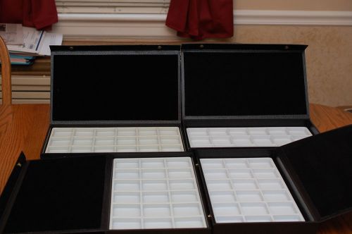 4 PC. Black Plastic &#034;COVERED&#034; Jewelry Display Trays CASE w/ INSERTS