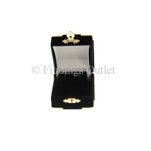 Treasure Chest Style Fancy Flocked Velour Black Pendant Boxes - 1 Dozen