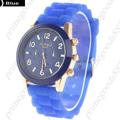 Unisex quartz wrist watch with round case in blue free shipping for sale