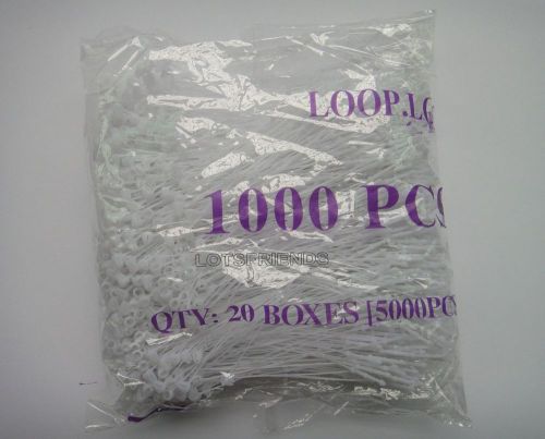 Lots 1000Pcs 3&#034; White Snap Fastener Lock Pin Loop Plastic Tags Ties Hook  Manual