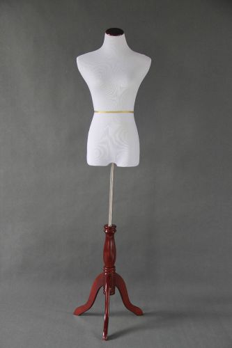 FROM 5&#039; TO 5&#039;10&#034; TALL 35&#034;24&#034;33&#034; WHITE MANNEQUIN DRESS FORM +CHERRY WOOD TRIPOD S