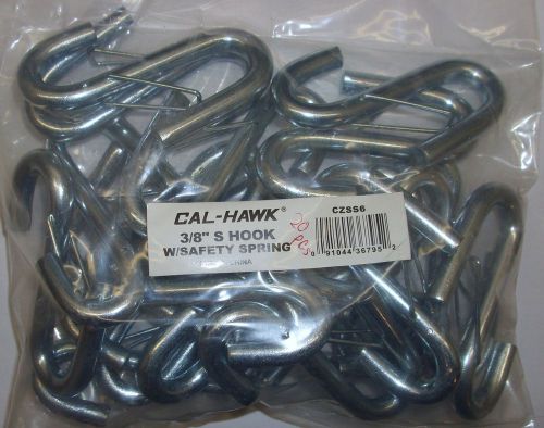 CAL-HAWK 20 PIECE BAG OF 3/8&#034; S-HOOKS WITH SAFETY SPRINGS CZSS6