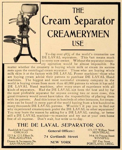 1907 Ad De Laval Separator Co. Creamerymen Machines - ORIGINAL ADVERTISING GM1