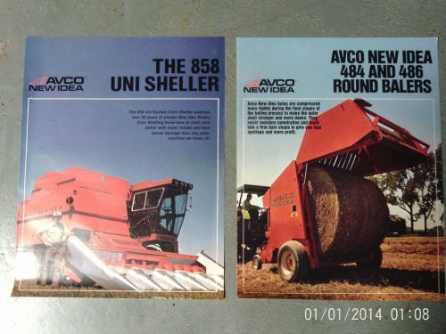 New Idea 858 uni system sheller and 484 and 486 round baler literature