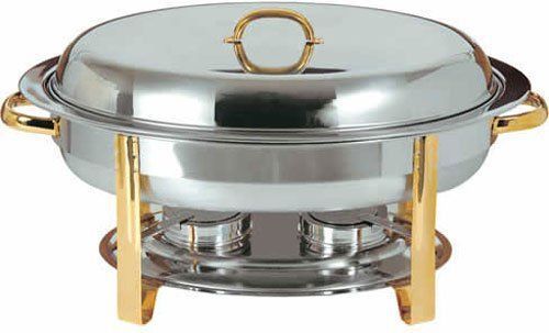 NEW Update International DC-3 Stainless Steel Gold-Accented Chafer  Oval  6-Quar