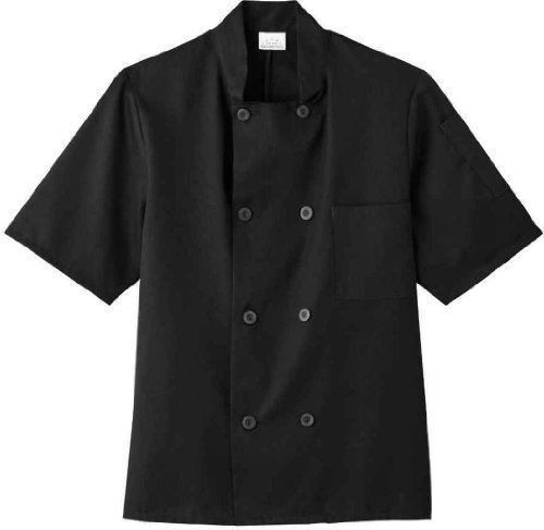 NEW White Swan Unisex Short Sleeve Chef Jacket (Black L)