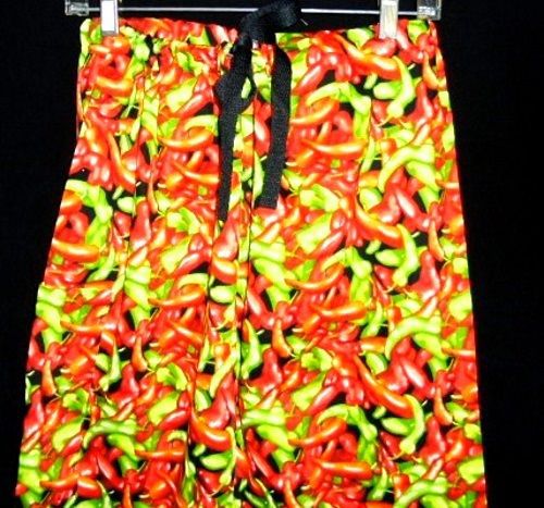 Chef pants chili pepper print black drawstring 4xl relaxed fit straight leg new for sale