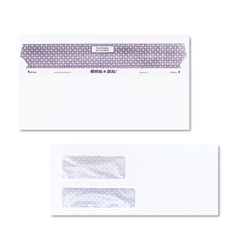 Reveal-N-Seal Double Window Invoice Envelope, Self-Adhesive, White, 500/Box