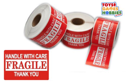 500 (1 roll) of 2 x 3&#034; inch fragile handle with care shipping box sticker labels for sale