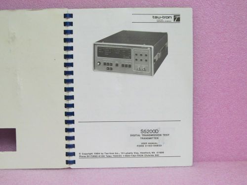 Tau - Tron Manual S5200D Digital Transmission Test Transmitter User Man. (1984)