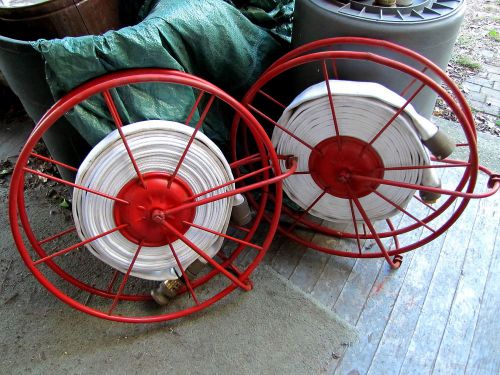 Thermoid Fire Hose 1-1/2&#034;x 50&#039;, on 28&#034; Swivelling  reel w/mounting brackets  VGC