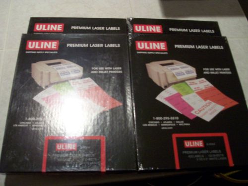 4 NEW UNOPENED ULINE LASER LABEL BOXES--3.5&#034; x 5&#034; S-8064  1,600 TOTAL LABELS $$$