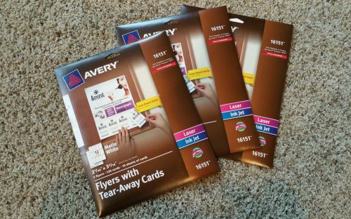 3 x AVERY 16151 Flyers w/ Tear-Away Cards, Matte White, 15 Flyers and 360 Cards