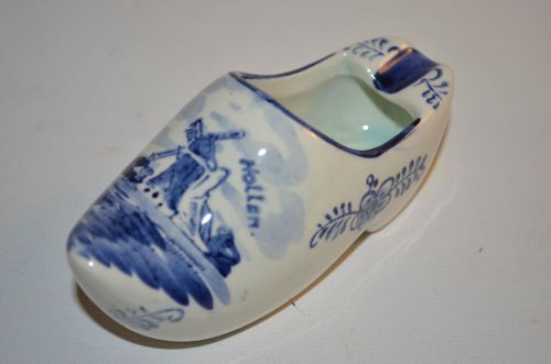 Holland Ceramic Blue Handpainted Shoe Astray Encenser 6&#034; x 2&#034; Made in Japan