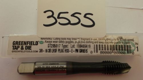 3/8&#034;-16 3b left hand sf plug e-pm gm6s51s spiral point greenfield tap for sale