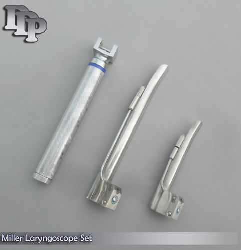 LARYNGOSCOPE SMALL HANDLE AA + 2 MILLER BLADE #1 and #2 ENT ANESTHESIA SET