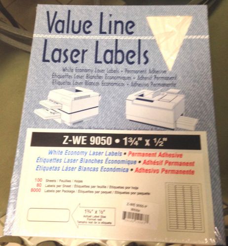 Label blank value line laser labels 1-3/4&#034; x 1/2&#034; # z-we 9050 white 100 sheets for sale