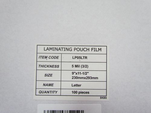 5 mil Letter Size Laminating pouch film -9&#034;x11-1/2&#034;