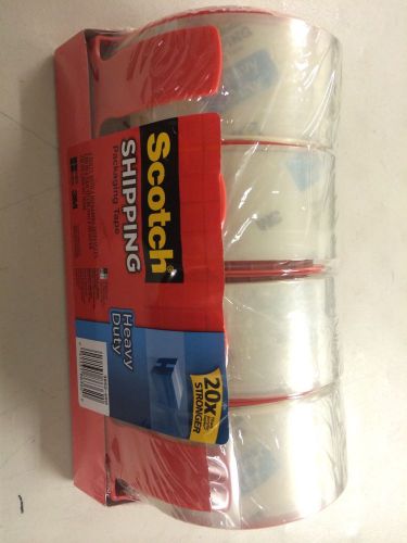 Scotch Heavy Duty Packaging Tape, Clear, 4 per Pack