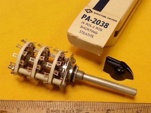 Rotary switch centralab pa-2038 15 poles 3 pos. shorting steatite with knob for sale