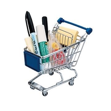 Blue Mini Grocery Shopping Cart Desktop Office Supply Organizer