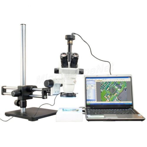 6.7-45x zoom stereo microscope+metal shell144led ring light+boom stand+3m camera for sale
