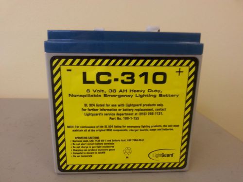 Lightguard lc-310 6 v 36 ah heavy duty, nonspillable emergency light battery for sale