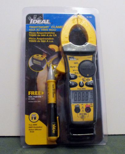 Ideal 61-763 660aac tight sight clamp meter w/ trms, w/ free voltage tester new for sale