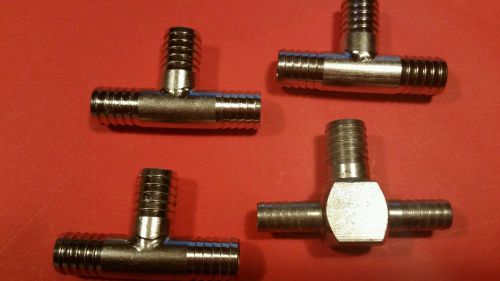Stainless barb t fittings 1/2&#034; lot of 4 for sale