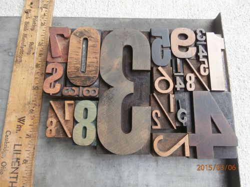 ECLECTIC LOT OF NUMBERS VARIOUS FONTS WOOD LETTERPRESS TYPE FRACTIONS
