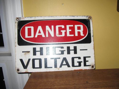 vintage DANGER High Voltage enamel sign