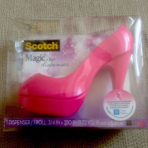 Scotch Magic Tape Dispenser Pink High Heel Shoe with one tape roll