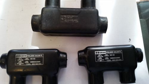 Lot of 3 polaris isr 350 &amp; isr 500 wire cable connector 350mcm-6awg &amp; 500mcm-4aw for sale