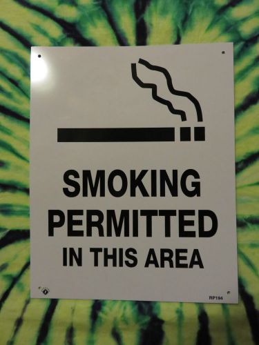 &#034;SMOKING PERMITTED IN THIS AREA&#034; (8&#034; X 10&#034;)  Rigid Plastic Sign