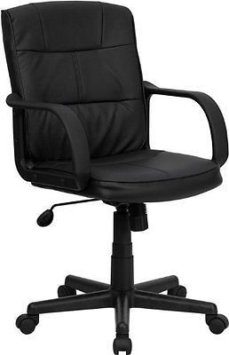 Flash Furniture - Mid-Back Black Leather Office Chair with Nylon Arms [GO-228S-