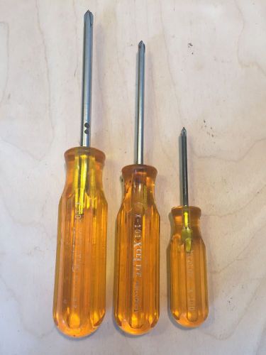 3 pcs xcelite philips screwdrivers usa (x102 phillips-2, x-101 philips-1, x-100) for sale