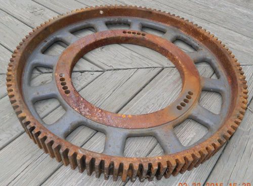 27&#034;+ antique primitive cast iron machine gear wheel industrial factory steampunk for sale