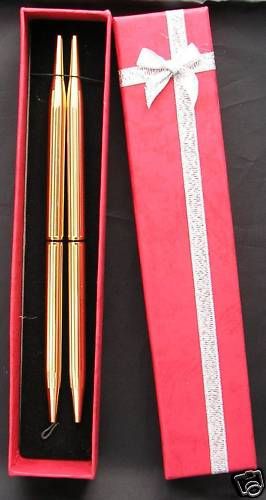 Pens (2x) executive slimline brass goldtone for desk sets gift award replacement for sale