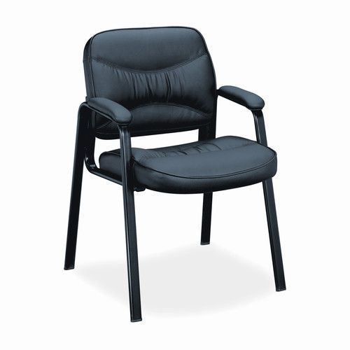 Basyx VL640 Series Leather Guest Leg Base Padded Chair, 4 Legged - Black