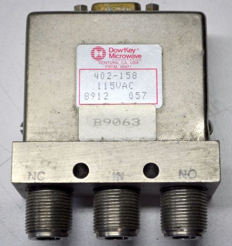 DOW-KEY 402-158 COAXIAL COAX DC - 18 GHz, 115 VAC RF Microwave Switch Ham Radio