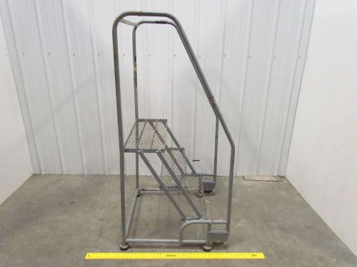 Cotterman 3 Step Steel Rolling Safety Ladder 60&#034; High 26&#034; Wide 350lb Capacity