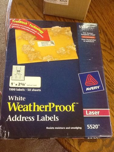White Weatherproof Laser Shipping Labels, 1 x 2-5/8, 1500/Pack