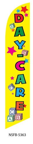 Day Care business sign Swooper flag 15ft Feather Banner made in the USA yellow