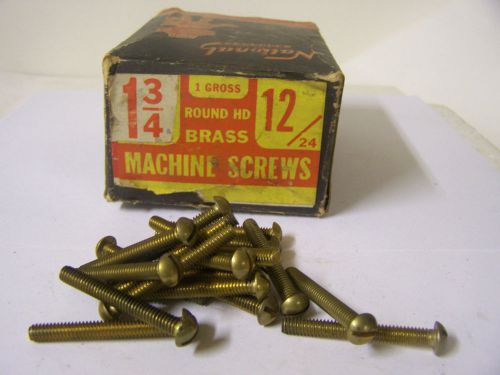 12-24 x 1 3/4&#034; Round Head Solid Brass Machine Screw Slotted Made in USA  Qty 144