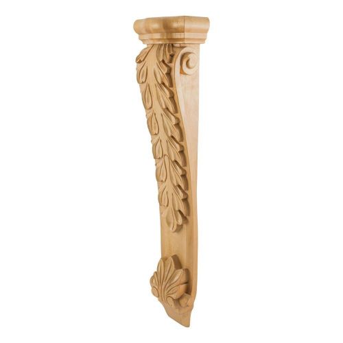 One- 8-1/2&#034; x 4-3/4&#034; x 35&#034; Low Profile, Large Wood Corbel with Acanthus Detail