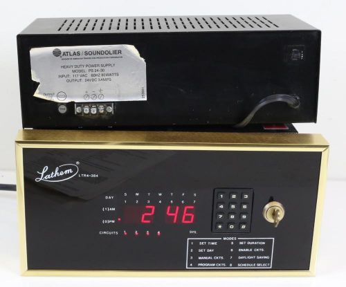 Lathem LTR4-384 Master Time Clock System W/Atlas Sound Power Supply